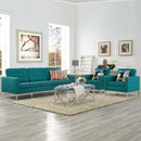 Loft 3 Piece Upholstered Fabric Sofa and Armchair Set