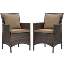 Conduit Outdoor Patio Wicker Rattan Dining Armchair Set of 2