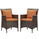 Conduit Outdoor Patio Wicker Rattan Dining Armchair Set of 2