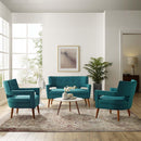 Sheer 3 Piece Upholstered Fabric Set