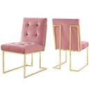 Privy Gold Stainless Steel Performance Velvet Dining Chair Set of 2