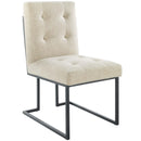 Privy Black Stainless Steel Upholstered Fabric Dining Chair Set of 2