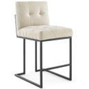 Privy Black Stainless Steel Upholstered Fabric Counter Stool Set of 2