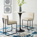 Privy Black Stainless Steel Upholstered Fabric Counter Stool Set of 2