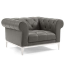 Idyll Tufted Upholstered Leather Armchair Set of 2