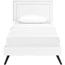 Virginia Twin Vinyl Platform Bed with Round Splayed Legs