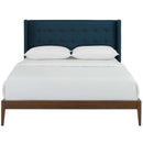 Hadley Queen Wingback Upholstered Polyester Fabric Platform Bed