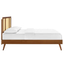 Kelsea Cane and Wood Queen Platform Bed With Splayed Legs