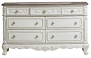 Homelegance Cinderella 7 Drawer Dresser in Antique White with Grey Rub-Through 1386NW-5