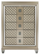 Homelegance Furniture Loudon 5 Drawer Chest in Champagne Metallic 1515-9