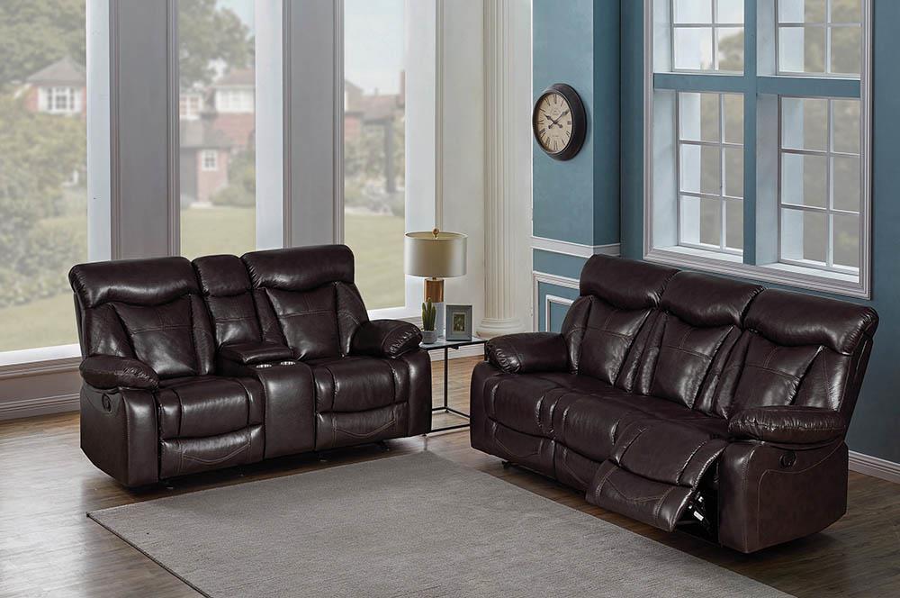 Zimmerman Dark Brown Faux Leather Two Piece Living Room Set Motion Sofa Michael s Discount Portland