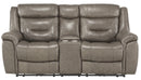 Homelegance Furniture Danio Power Double Reclining Loveseat with Power Headrests in Brownish Gray 9528BRG-2PWH