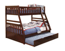 Homelegance Rowe Twin/Full Bunk Bed w/ Trundle in Dark Cherry B2013TFDC-1*T