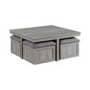 Uster Coffee Table W/Four storage Stools Grey