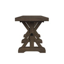 Yellowstone Dining Bench with Metal Bar cross in Medium Brown