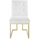 Privy Gold Stainless Steel Upholstered Fabric Dining Accent Chair