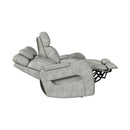 Prime Time P3 3PC Living Room Set with 7 Colors LED in Leather Gel Light Grey-Sofa, Loveseat & Recliner