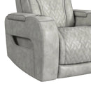 Prime Time P3 Recliner with 7 Colors LED, Cup Holders and Wireless Charger Controller in Leather Gel Light Grey