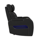 Prime Time P3 Recliner with LED and wireless charger pocket in Jett Black with Red Stitching