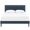 Virginia Queen Fabric Platform Bed with Squared Tapered Legs