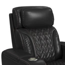 Prime Time P3 Recliner with LED and wireless charger pocket in Jett Black with Red Stitching