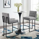 Privy Black Stainless Steel Upholstered Fabric Bar Stool Set of 2