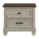 Farmington 2-Drawer Nightstand with USB in Medium Brown and Washed Stone