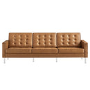Loft Tufted Upholstered Faux Leather Sofa