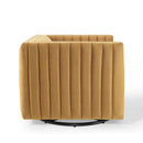 Conjure Channel Tufted Performance Velvet Swivel Armchair