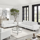 Loft Tufted Upholstered Faux Leather Sofa and Loveseat Set