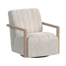 Blaze Swivel Chair in Laurence Cream with Natural Arm