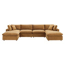 Commix Down Filled Overstuffed Performance Velvet 6-Piece Sectional Sofa