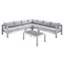 Shore Sunbrella� Fabric Outdoor Patio Aluminum 6 Piece Sectional Sofa Set