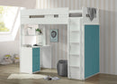 Nerice White & Teal Loft Bed