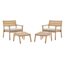 Breton 4 Piece Outdoor Patio Ash Wood Set