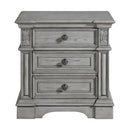 Glenmore 3-Drawer Nightstand with USB in Aged Grey