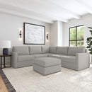 Flex 5-Seat Sectional with Standard Arm and Ottoman - Michael's Discount Furniture