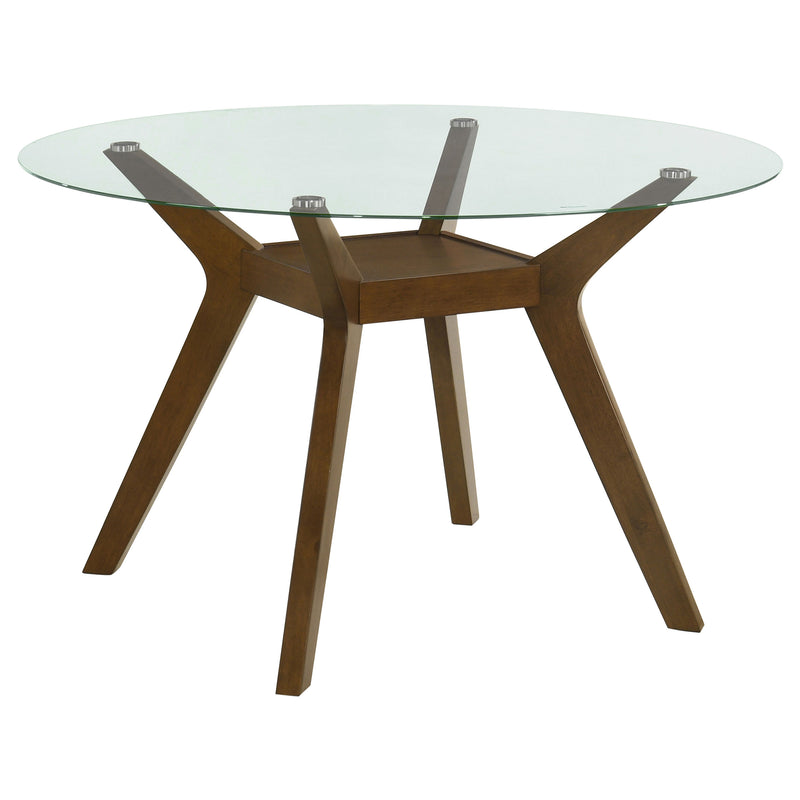 Paxton Mid Century Modern Nutmeg Glass Dining Table