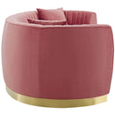 Enthusiastic Vertical Channel Tufted Curved Performance Velvet Sofa