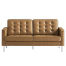 Loft Tufted Upholstered Faux Leather Loveseat