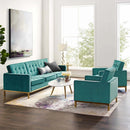 Loft Gold Stainless Steel Leg Performance Velvet 3 Piece Set