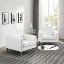 Loft Tufted Upholstered Faux Leather Armchair Set of 2