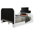 EK Bed w/LED, TV Cabinet, Fireplace & Bluetooth