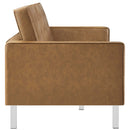 Loft Tufted Upholstered Faux Leather Sofa and Loveseat Set
