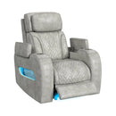 Prime Time P3 3PC Living Room Set with 7 Colors LED in Leather Gel Light Grey-Sofa, Loveseat & Recliner