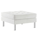 Loft Tufted Upholstered Faux Leather Ottoman