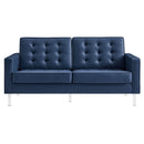 Loft Tufted Upholstered Faux Leather Loveseat