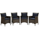 Conduit Outdoor Patio Wicker Rattan Dining Armchair Set of 4