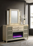Lorient LED Dresser with LED Mirror and Flame Visualizer - Michael's Discount Furniture