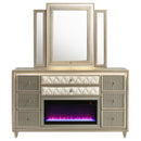 Lorient LED Dresser with LED Mirror and Flame Visualizer - Michael's Discount Furniture